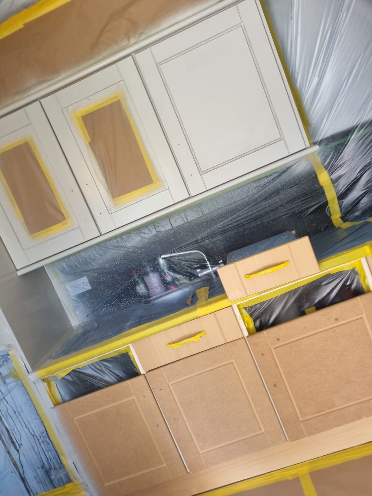 Sprayed kitchen cabinets
