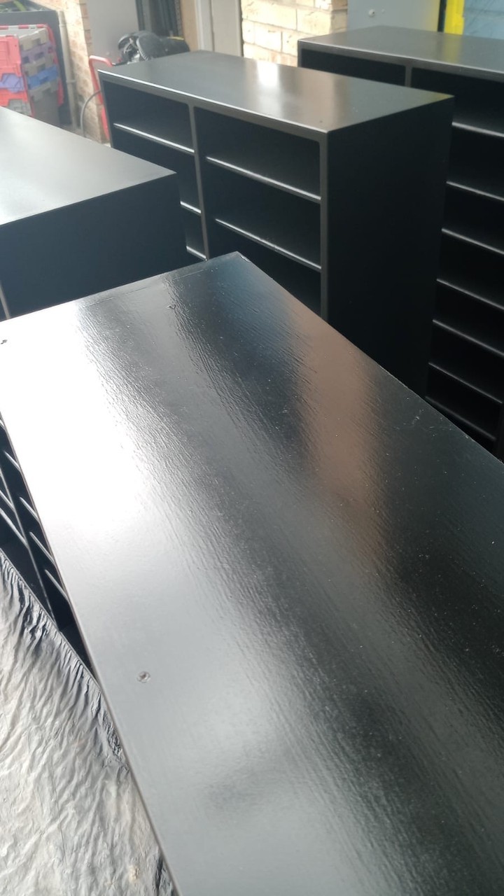 Some spraying work we did this week on some pigeon holes for a post room at Leeds University. Look at the finish on thos